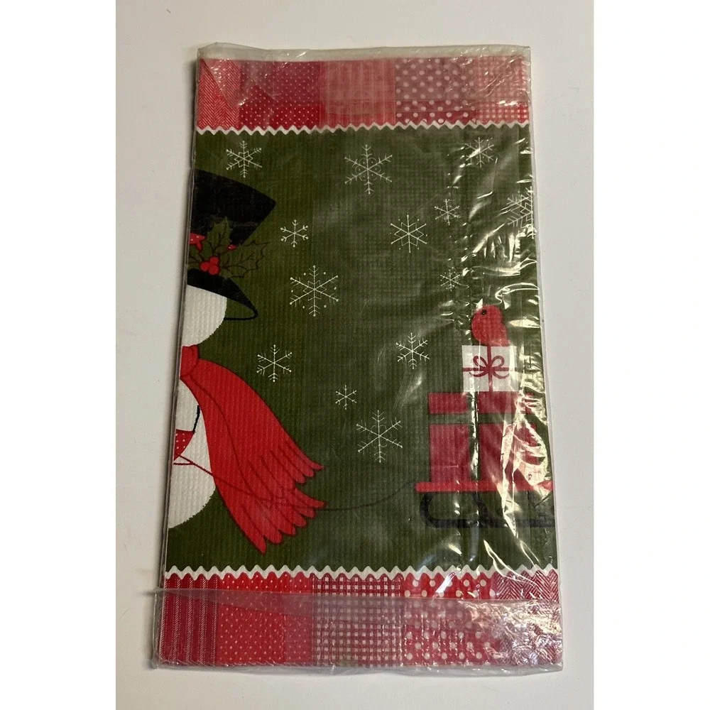 Vintage Hallmark Snowman Bird Christmas Paper Table Cover Tablecloth 44